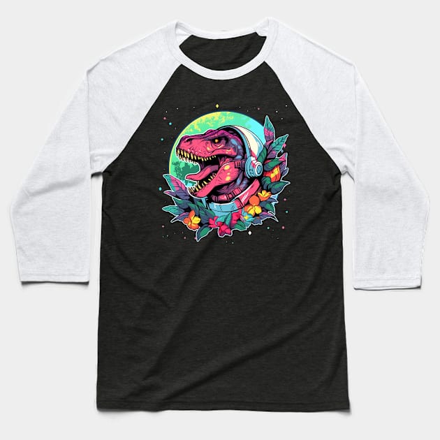 space dino Baseball T-Shirt by lets find pirate